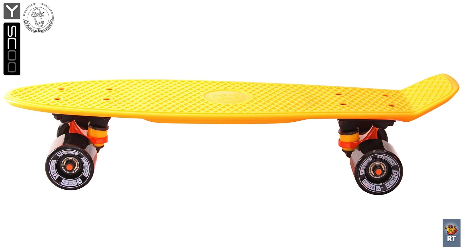 Скейтборд виниловый Y-Scoo Fishskateboard 22" 401-O с сумкой, оранжевый  
